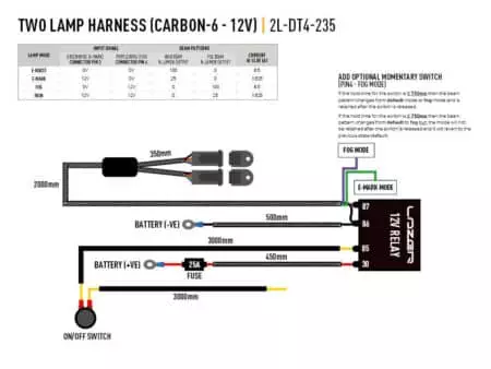Kabelový svazek pro dvě světla (Carbon-6, 12 V)